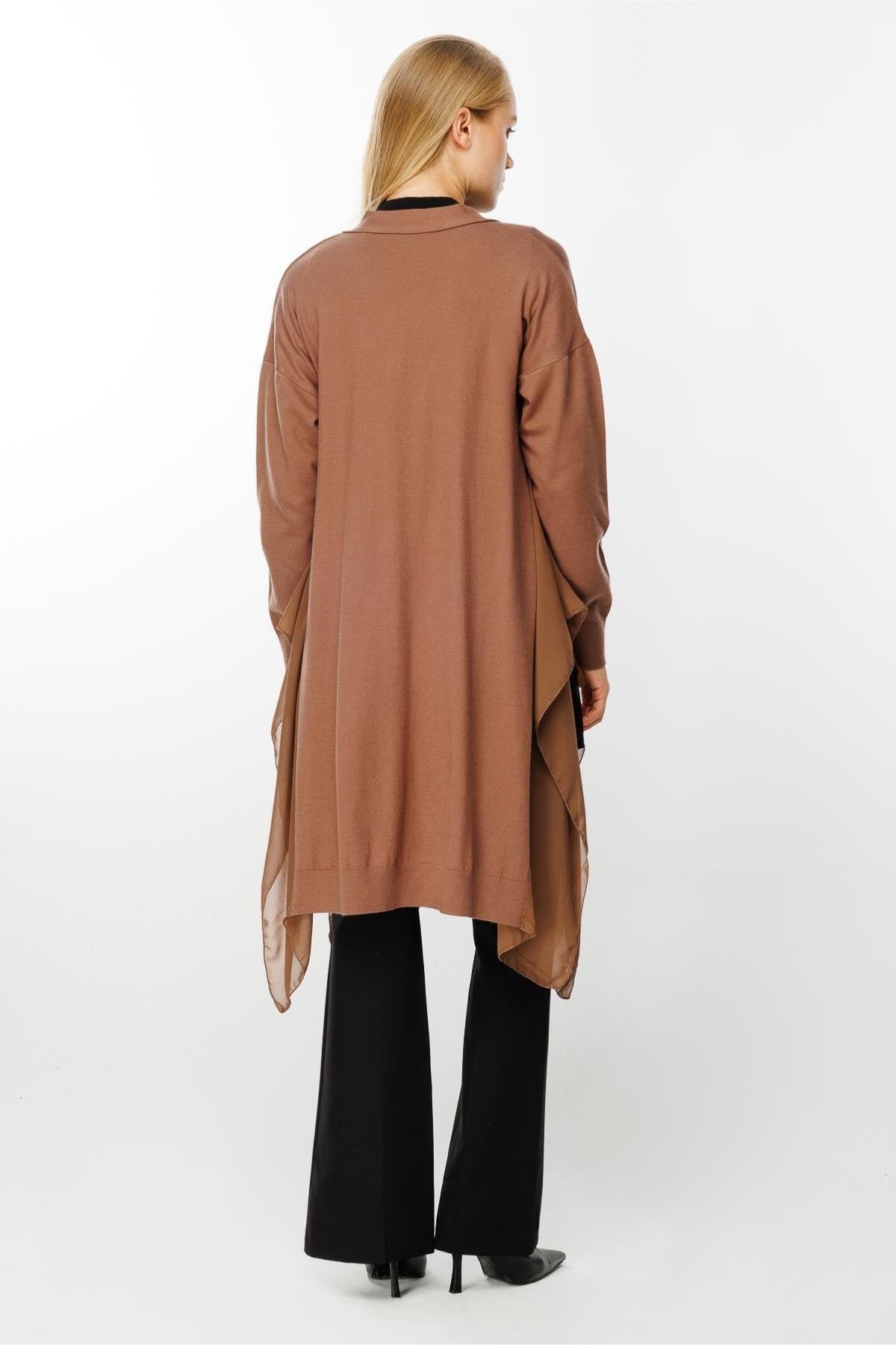 Chiffon Detailed Knitwear Cardigan