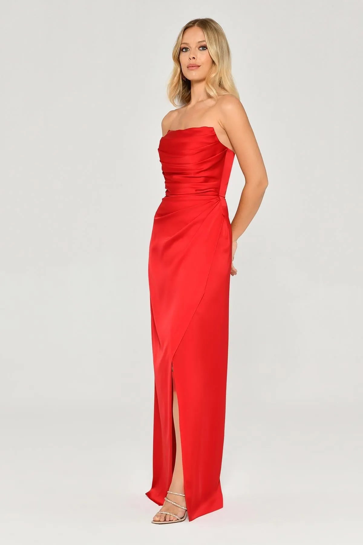 Strapless Satin Long Evening Dress