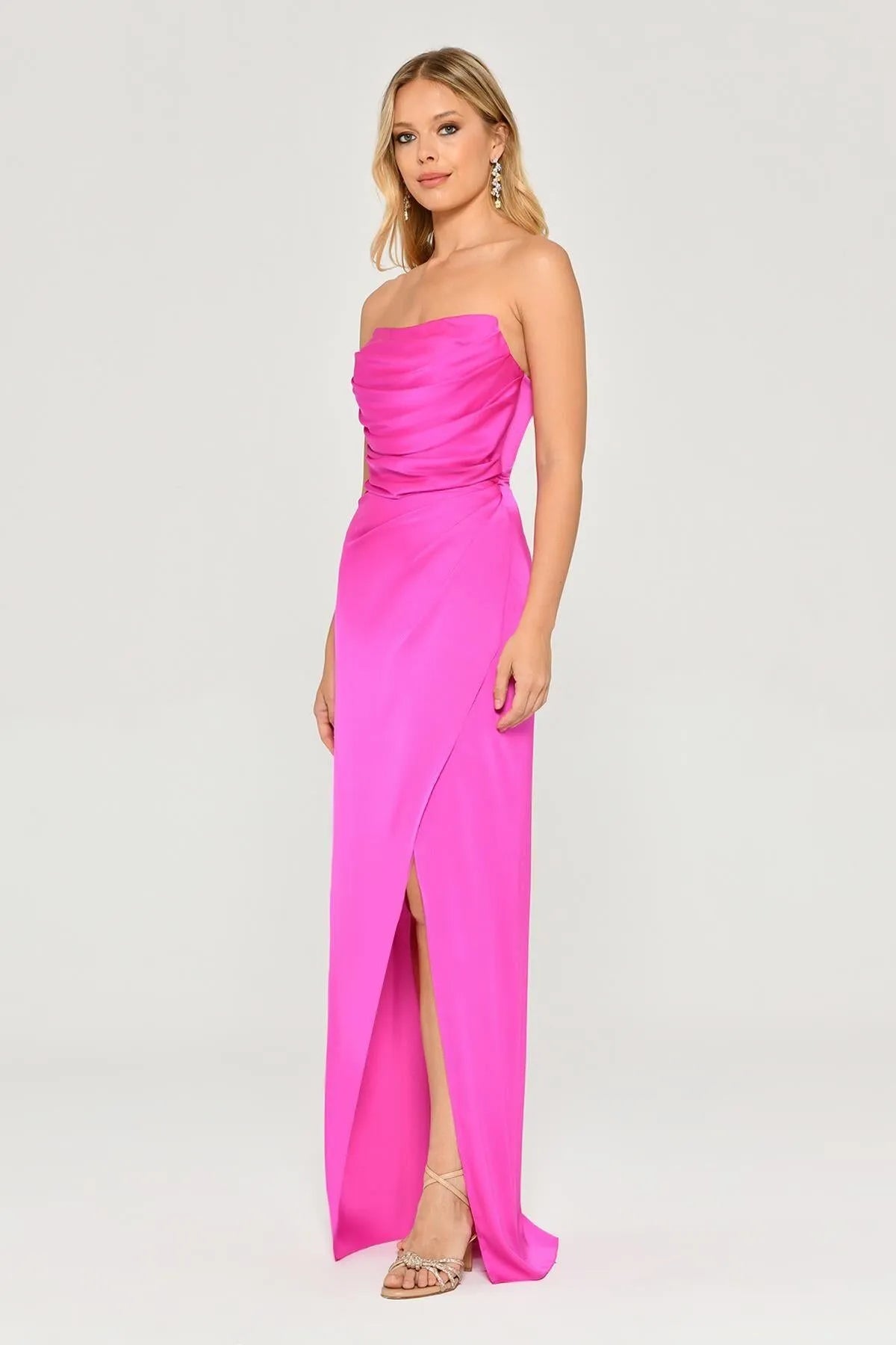 Strapless Satin Long Evening Dress