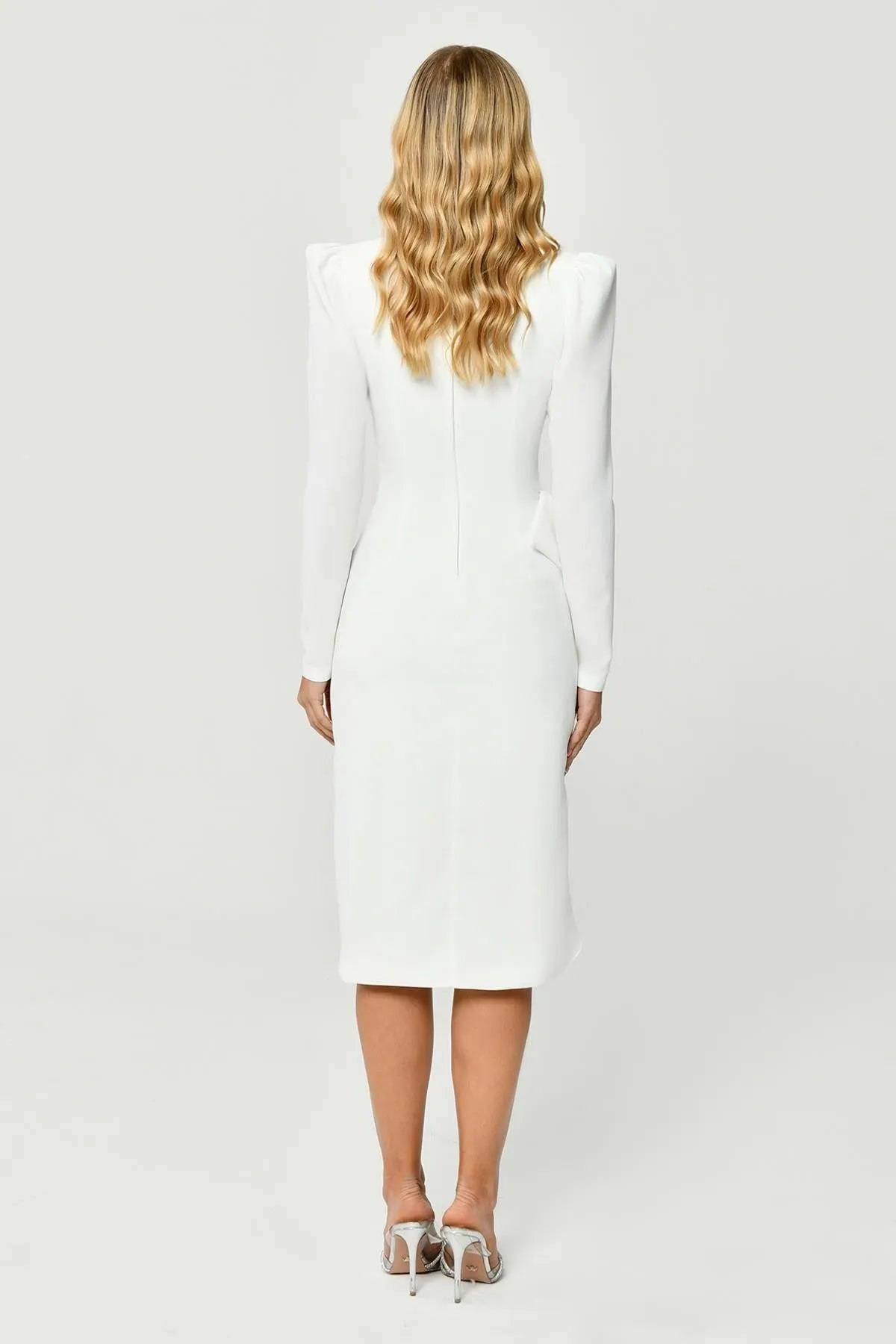 Padded Side Tie Midi Evening Dress