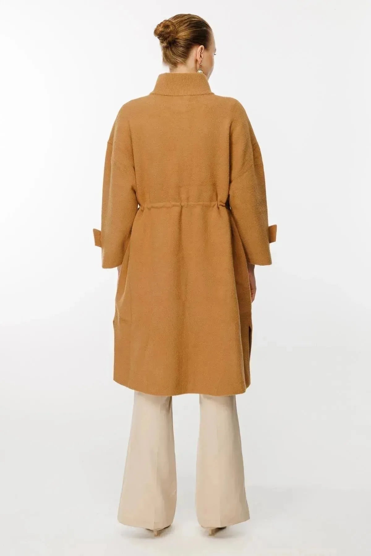 Elastic Collar and Tied Waist Coat