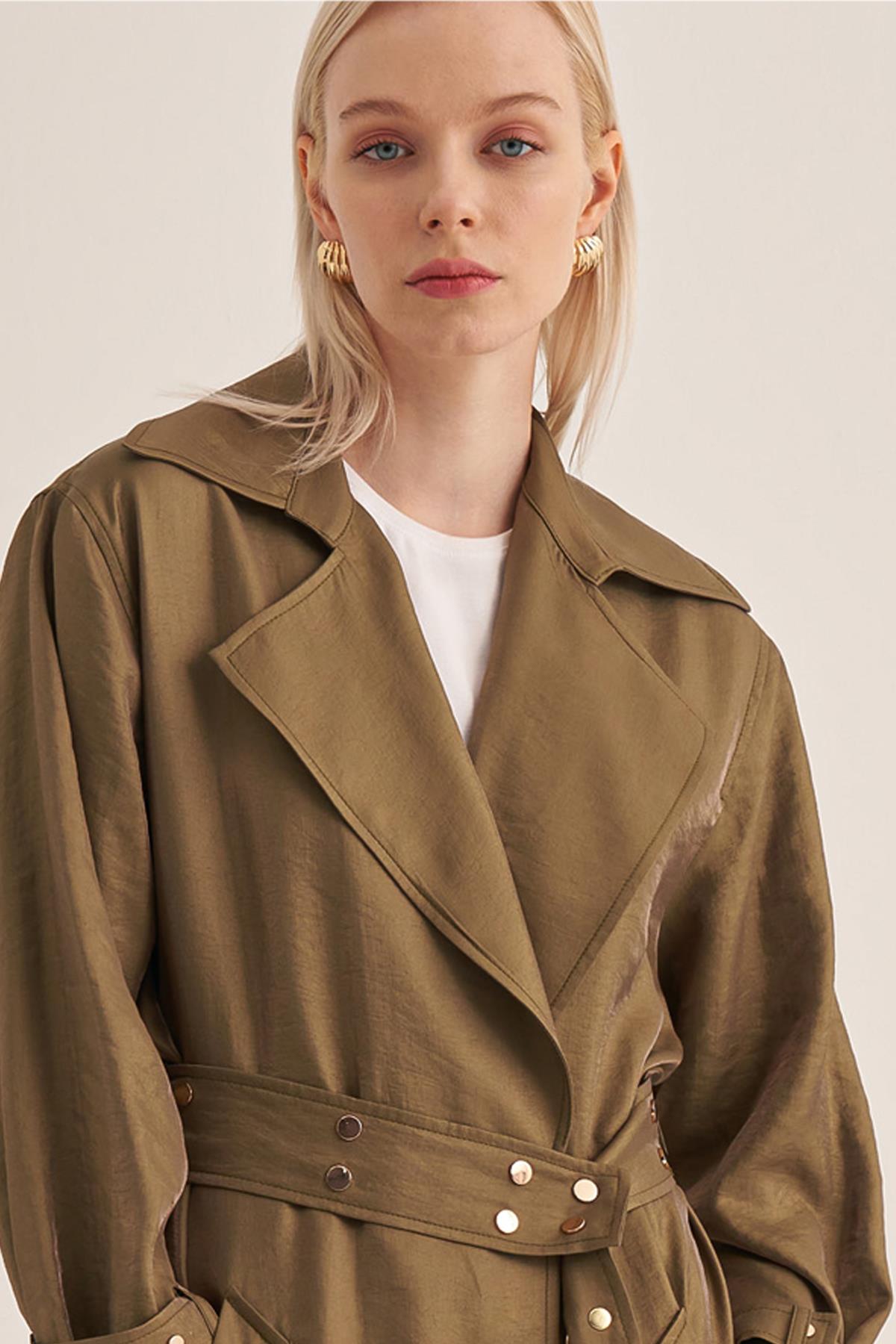 Stud Detail Belted Cape 